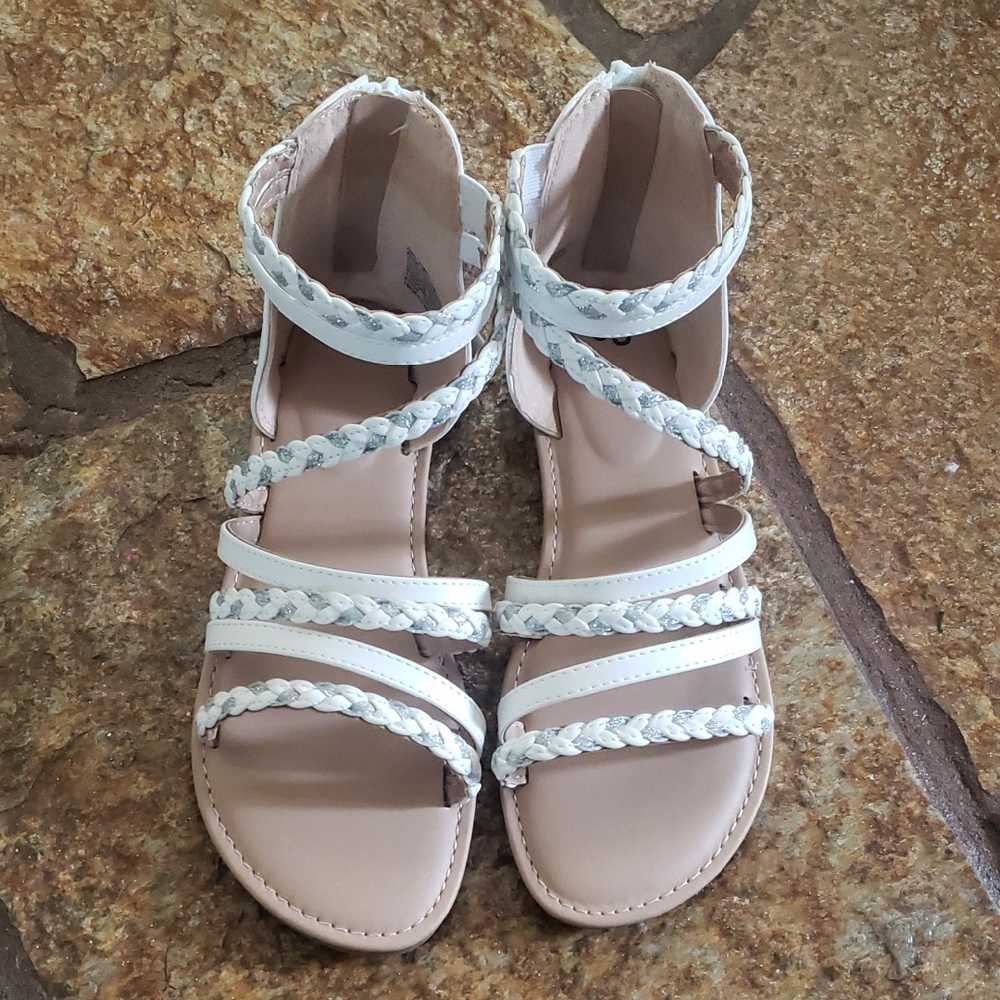 Braided White Sandals for Girls Size 4Med